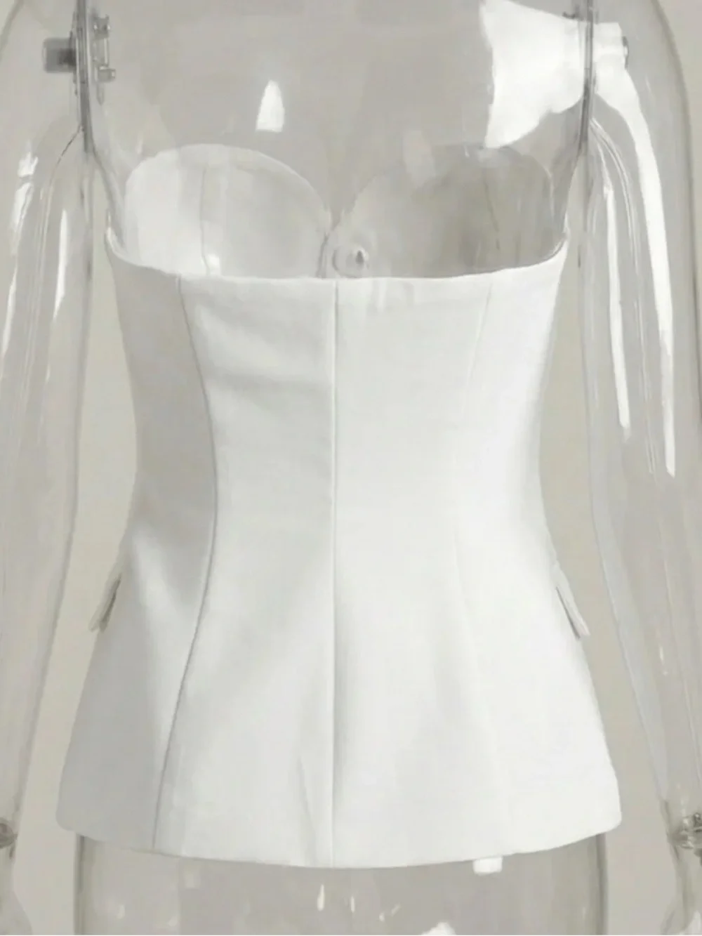 Zara Strapless White Corset Blazer Top Structured Tailored Vest Size L